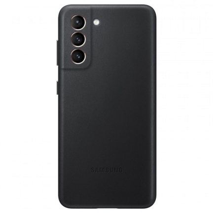 Чехол-накладка Galaxy S21 Leather Cover Black Black (Черный)