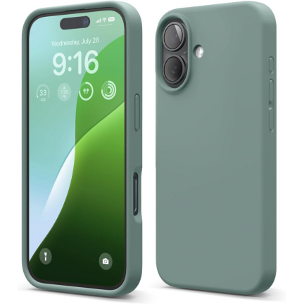 Чехол iPhone 16 Elago Soft Silicone Liquid Midnight Green (Зеленый)