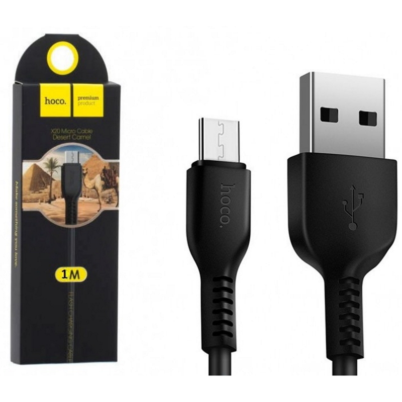 Кабель USB - MicroUSB / HOCO X20 / 1M / Черный